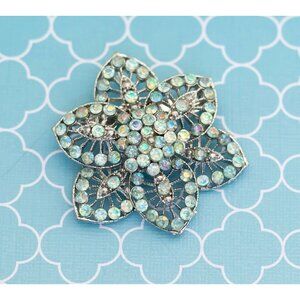 Vintage Colorful Rhinestones Flower Brooch - R4